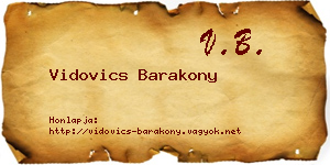 Vidovics Barakony névjegykártya